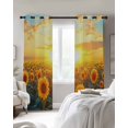 thumbnail image 4 of Summer Sunflower Kitchen Curtains Watercolor Pastoral Botanical Floral Cafe Short Curtains for Bathroom Blackout Window Curtain Grommet Small Window Treatment Drapes for Bedroom Living Room 42"x45"x2, 4 of 9