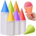 TRAHOO300 Pieces 6 Oz Snow Cone Cups Colorful Paper Cone Cup Bulk