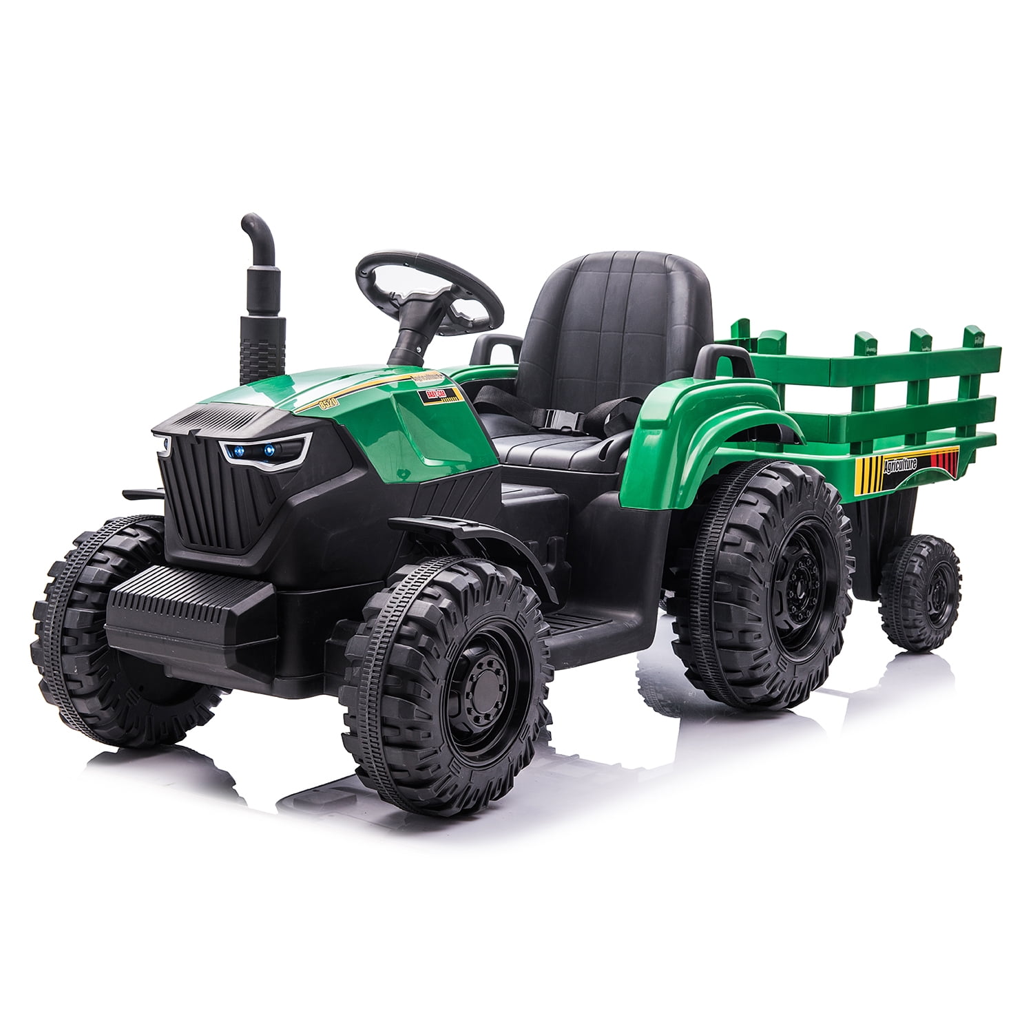 CIPACHO 24V Electric Ride On Tractor Car for Kids with Trailer, USB, LED Lights, Safety Belt, Tractor Sound (No Music), Green CIPACHO 24V Electric Ride On Tractor Car for Kids with Trailer, USB, LED Lights, Safety Belt, Tractor Sound (No Music), Green