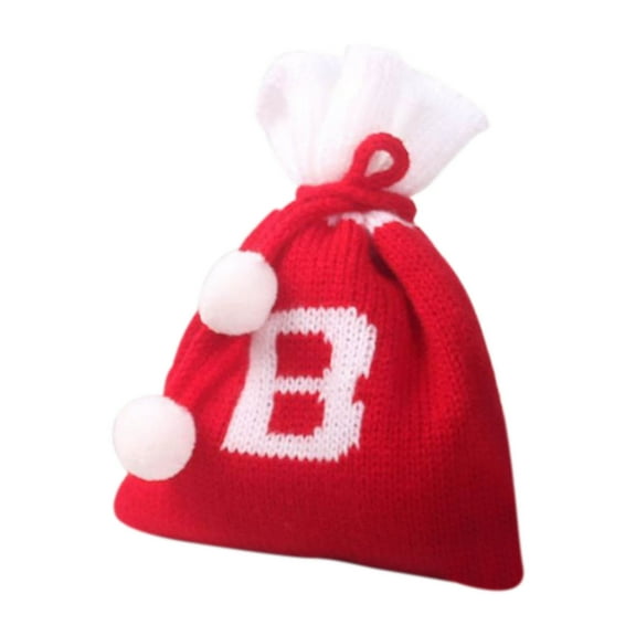 yulier Christmas Candy Bag Monogram Christmas Gift Bag Knitted Xmas Candy Gifts Bag Embroidered Christmas Bags with Initials Letter Christmas Decorations