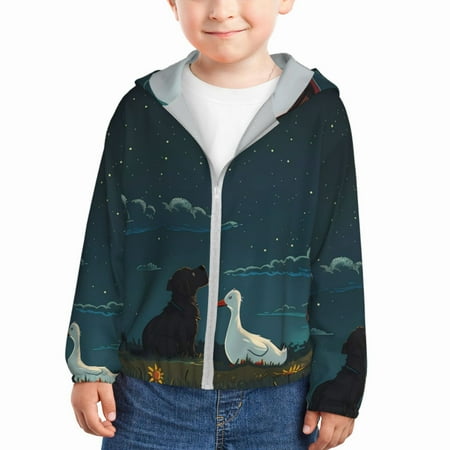 

Gaeub Farm Dog Duck Moonlight Print Athletic Sun Protection Hoodie for Kids Long Sleeve Outdoor UV Shirt Running Fishing Top for Boys Girls-2 Years