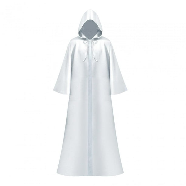 Capa de Halloween para mascarada, disfraz de mago, túnica gótica, capa de cosplay Blanco XL
