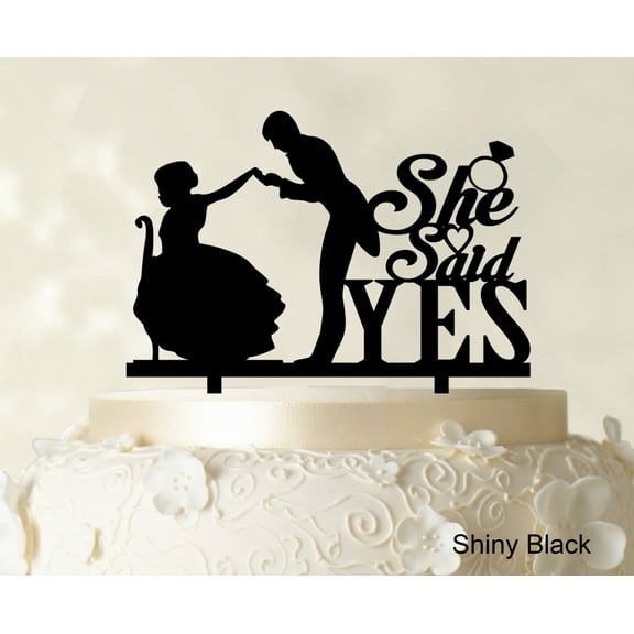"She Said Yes Wedding Cake Topper Custom Name Cake Topper Color Option Available 6""-7"" Inches Wide"