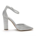 thumbnail image 3 of Dream Pairs Women Fashion Ankle Strap Pump Shoes High Chunky Heel Pump Shoes Pointed Toe Dress Shoes For Women COCO SILVER/GLITTER Size 10, 3 of 3