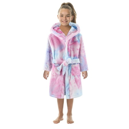 

Toddler Kids Baby Boys Girls Soft Tie Dye Pajamas Sleepwear Flannel Warm Hooded Towel Bathrobe Robe Girls Fall 18 Months