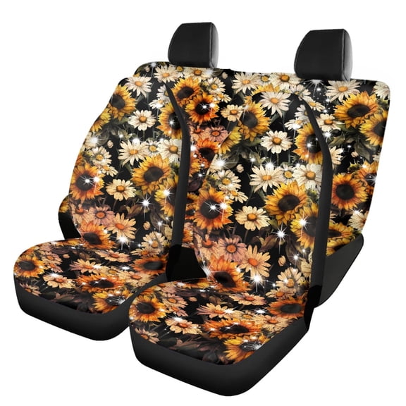 Pzuqiu Sunflower Garden Car Seat Covers Easy to Install Car Seat Covers Full Set Auto Decor Protect Protection Fit for Sedans Truck