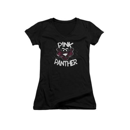 Pink Panther Cartoon Series Spray Paint Panther Juniors V-Neck T-Shirt