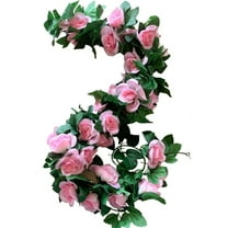 Artificial Pink Rose Vines Plants,7.6Ft Silk Rose Garland,Hanging Ivy Garland,Fake Flowers Vine,for Valentine's Day Mother's Day Party Decoration,Wedding Garden Arch Arrangement By Scheam