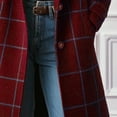 thumbnail image 3 of Women's Retro Lapel Long Plaid Coat 2025 Fall Winter Casual Elegant Double-breasted Work Suit Jacket, 3 of 7
