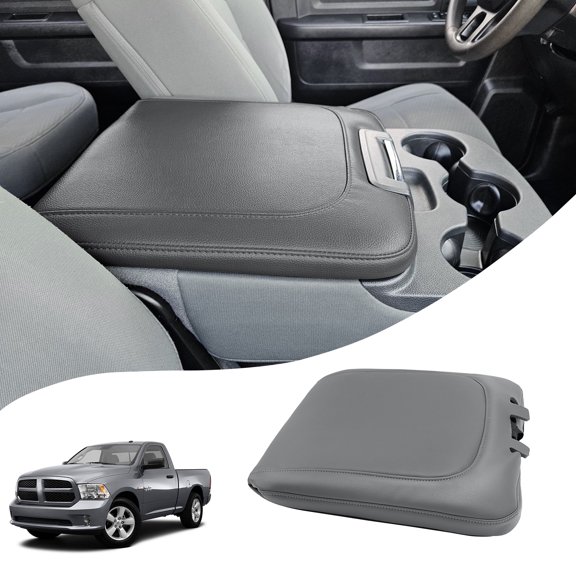 KBH Center Console Cover Replacement for Dodge Ram 1500 2013-2018, Ram 2500/3500/1500 Classic Model 2013-2025, PU Leather Console Armrest Cover Protector (Gray)