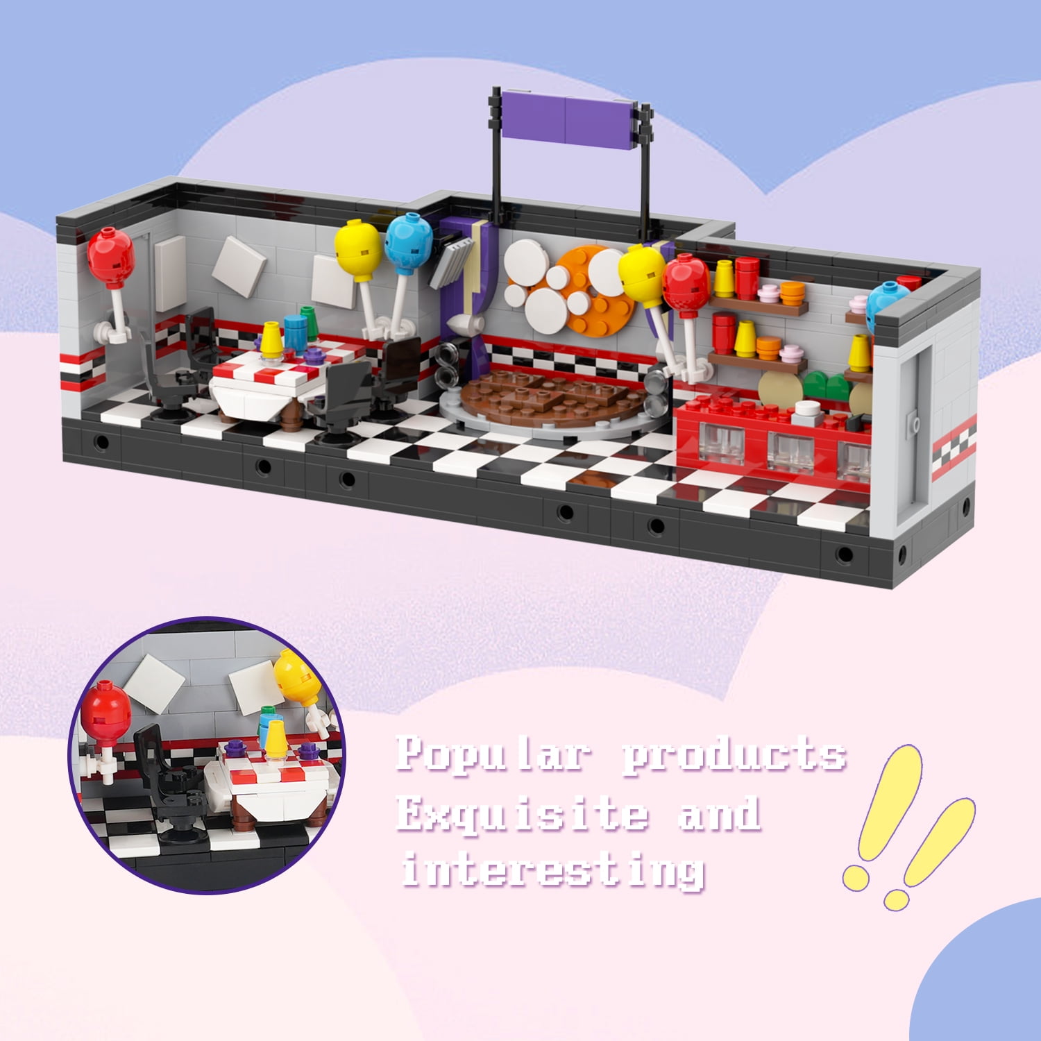 MOOXI FNAF Stage Building Set,Creative Cute Building Blocks Children Kits,Halloween for Kids(745pcs)