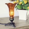 thumbnail image 2 of Hand Blown Mercury Glass Lily Lamp with Leaf Base - Amber 14700G, 2 of 3