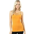 thumbnail image 2 of PacificPlex Womens Lattice Seamless Criss-Cross Cami Top (2X/3X, Ash-Mustard), 2 of 7