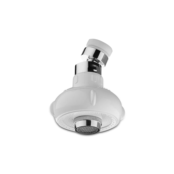 Aireador de grifo de ducha, ahorro de agua, boquilla de filtro giratoria de 12Mpa, adaptador de rociador de repuesto para grifo a prueba de Juegos de accesorios de baño Cabeza Metálica Blanca