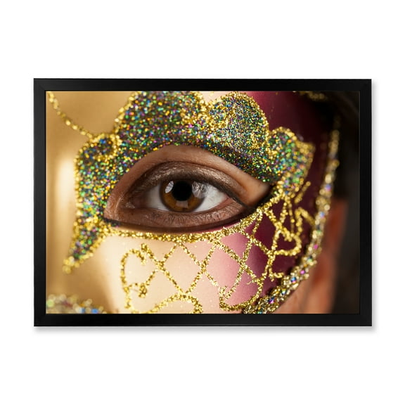 Designart 'Girl With Venetian Mask' Modern Framed Art Print