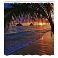thumbnail image 4 of Hawaiian Decorations Shower Curtain Set, Pacific Sunrise At Lanikai Beach, Hawaii Sandy Tropics Distant Hills Leaves Landmark, Bathroom Accessories, 69W X 70L Inches, By Ambesonne, 4 of 4
