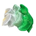 thumbnail image 1 of Abanico de seda para danza del vientre, hecho a mano, 1 par izquierdo y derecho para accesorios de disfraces de carnaval. blanco a verde, 1 of 7