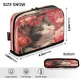 thumbnail image 3 of Pencil Bag with Magnetic Foldable Base Large Capacity Stand-Up Pencil Case Durable Nylon Pen Pouch Gray-white Cat with Rose, 3 of 7