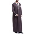 thumbnail image 4 of Samickarr Kaftan Dresses For Men Nightshirt Long Sleeve Sleepwear Robe For Man Kaftan Thobe Men's Muslim Gown Medium Long Sleeve Standing Neck Button Home Suit Comfortable Loose Sleeping Dress Gown, 4 of 7