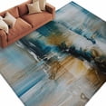 thumbnail image 2 of Area Rug for Living Room, Turquoise Gradient Non-Slip Indoor Large Carpet for Bedroom/Dining Room, Abstract Modern Luxury Ombre Painting Washable Low-Profile Rectangle Floor Runner Rugs - 5 x 7 Ft, 2 of 7