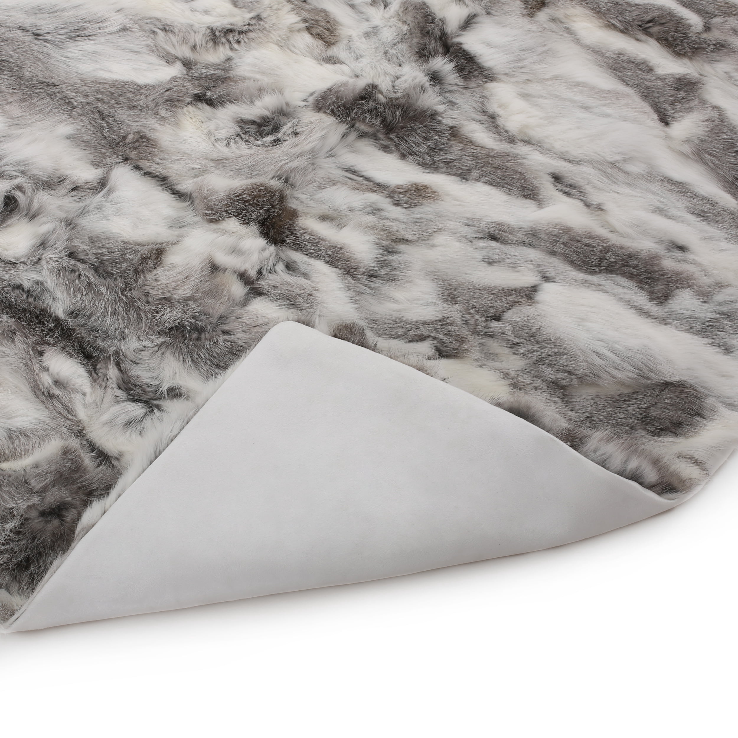 Noble House Victor Glam Fur Throw Blanket, Gray, White