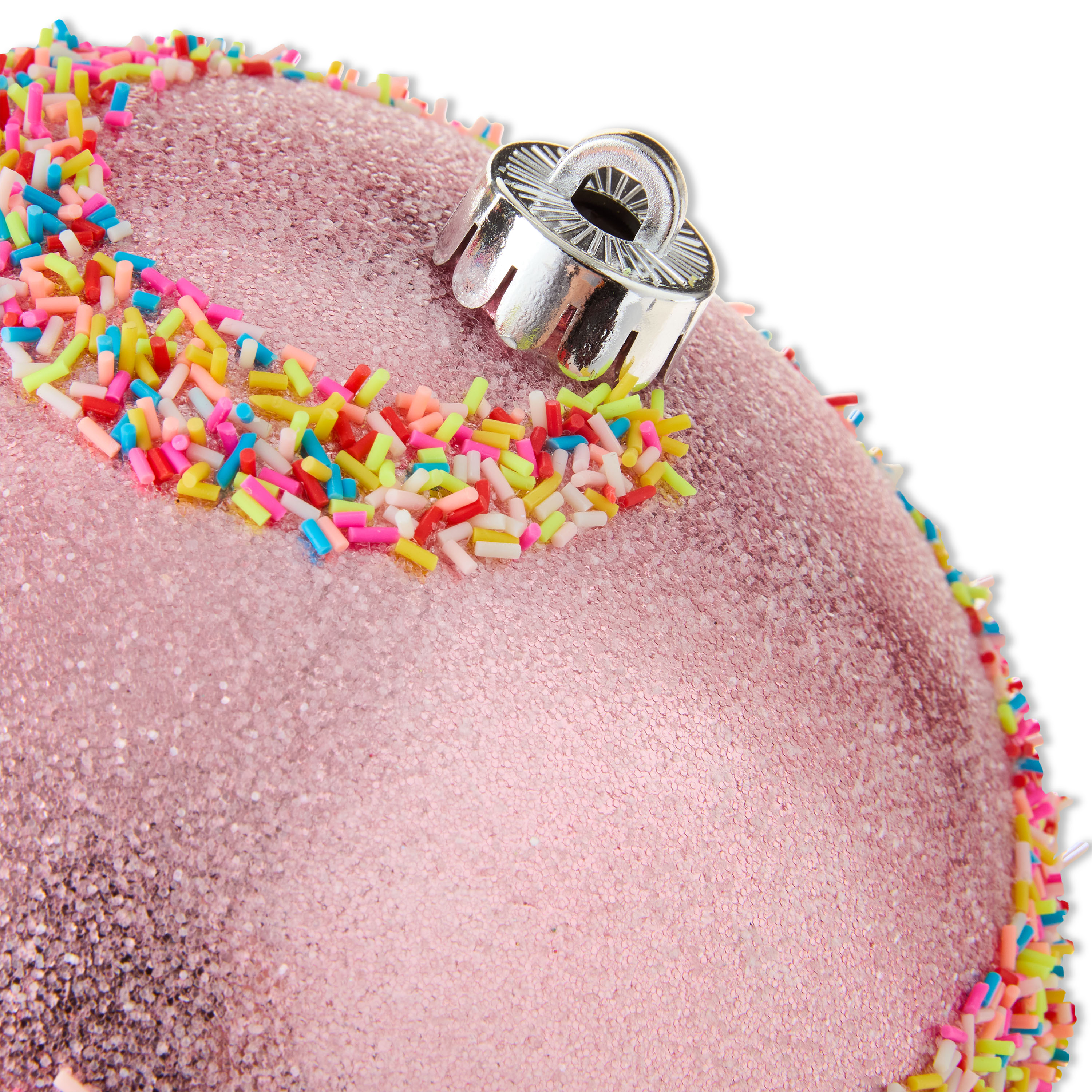 2-Count Pink and Blue Jumbo Shatterproof Christmas Ornaments with Multicolor Glitter Stripes, 7.87 in, by Holiday Time