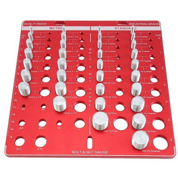 34Hole Nut and Bolt ,,Bolt Size and Thread Gauge Identifier,Ruler with Inches and Centimeter