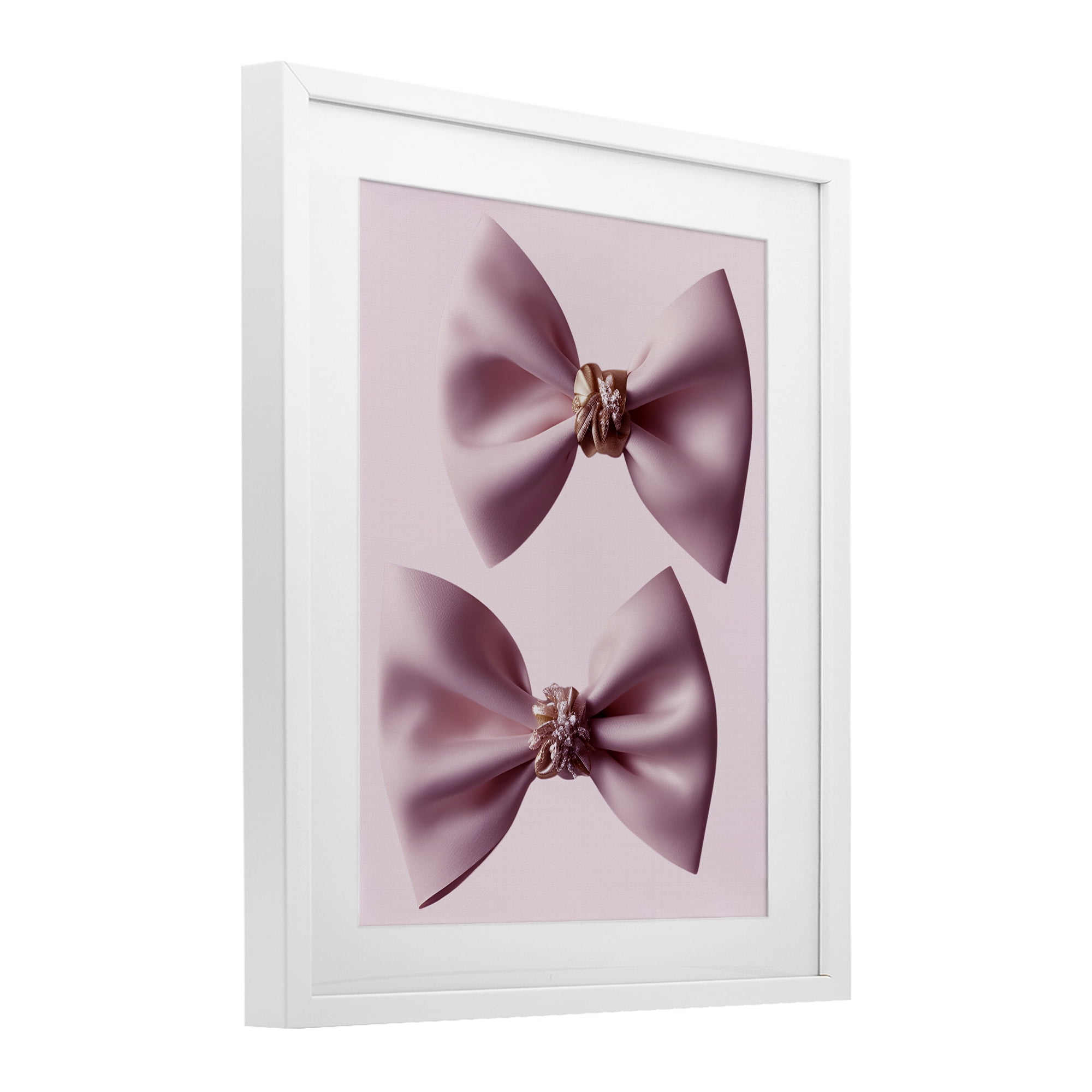 Stupell Industries Elegant Bows with Glam Details White Framed Print Under Glass, design by Jesse Keith