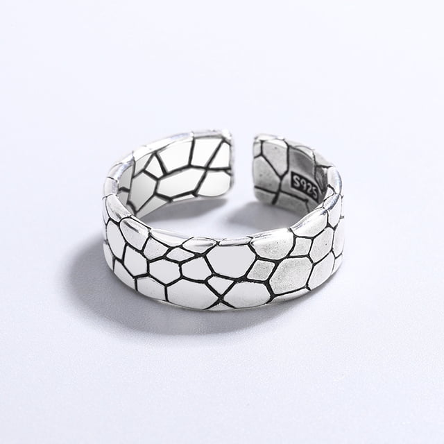 Anillos abiertos Vintage de plata de ley 100% para hombres y mujeres, anillos de moda Retro, letras, flor, Calavera, accesorios de regalo, 925