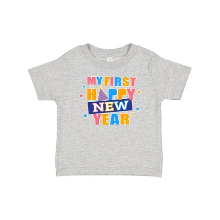 

Inktastic My First Happy New Year Colorful with Stars Gift Baby Boy or Baby Girl T-Shirt