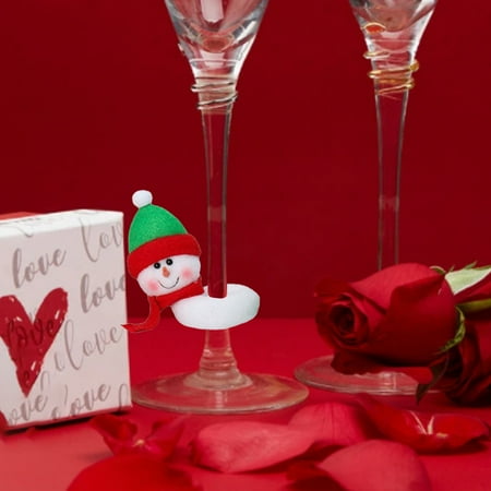 

Gwong 6Pcs/Set Adorable Santa Claus Shape Wine Cup Cover Christmas Style Festive Touch Flannel Wine Glass Cover for Home