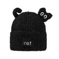 thumbnail image 4 of Bibifish Womens Black Cat Shape Fluffy Beanie Hat With Cat Patch Ear Flaps Soft Fleece Lined Cozy Warm Hat Winter Casual Wear Funny Stylish Hats, 4 of 4