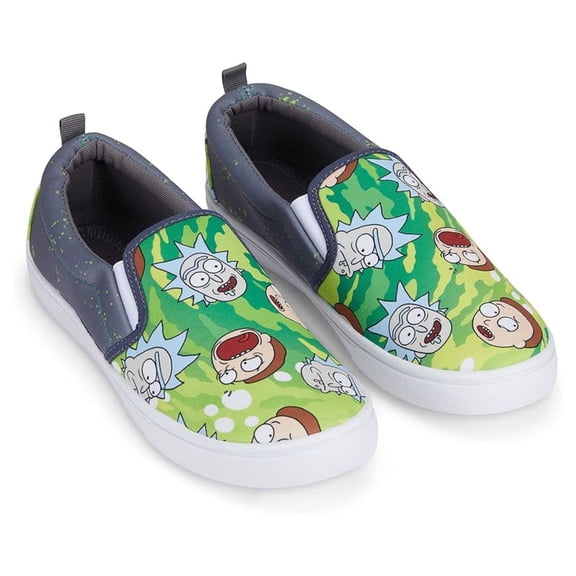 Rick and Morty Men's Shoes, Printed Cartoon Slip-on Canvas Sneakers Green – 8