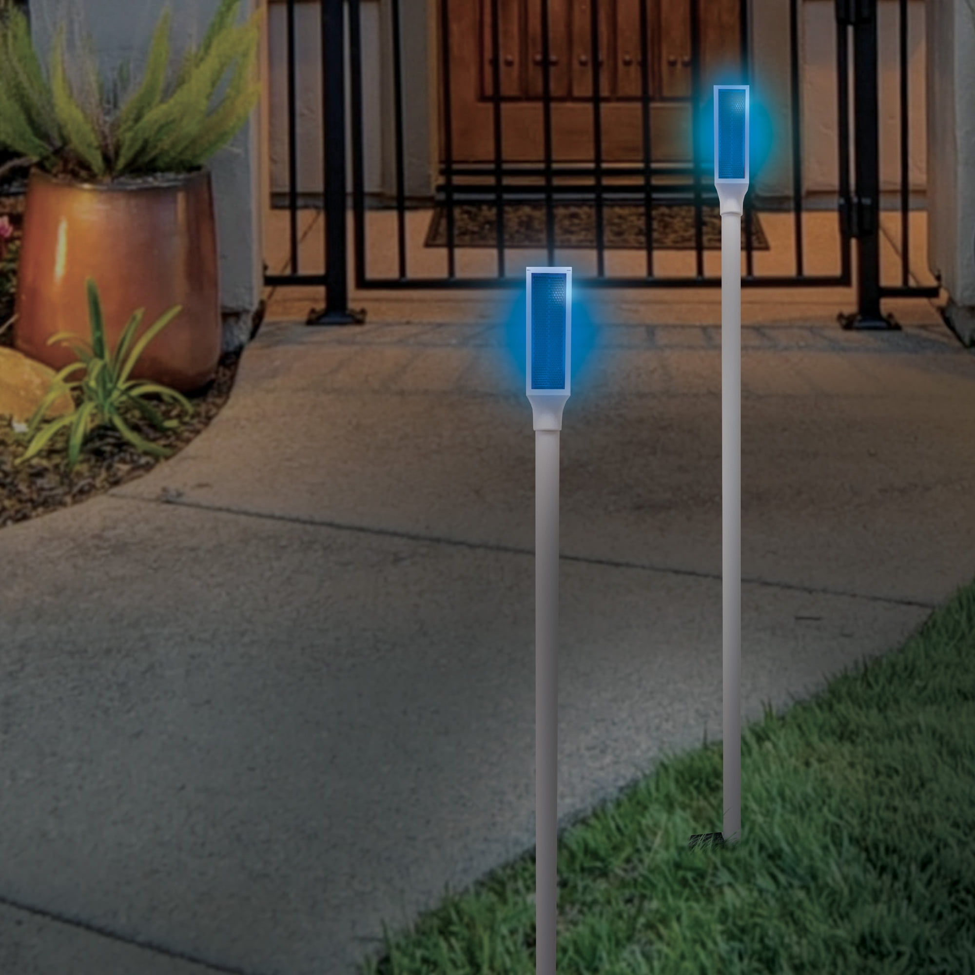 Blue solar driveway sales markers