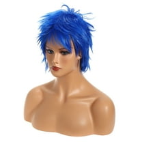 Unique Bargains Wigs for Women 13" Blue Wigs with Wig Cap Short Hair