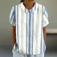 thumbnail image 2 of XuJwPNcy Summer Tops for Women Fashion V Neck Short Sleeve Shirts Casual Baggy Striped Printed Tops, 2 of 5