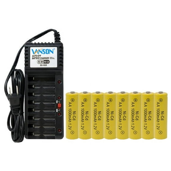 V-868 8 Bay AA & AAA Charger   8 AA (1000 mAh) NiCd Batteries