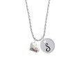 thumbnail image 2 of Delight Jewelry Cheer Heart with AB Crystal Silvertone Script Initial Disc - S - Charm Necklace, 20"+3", 2 of 4