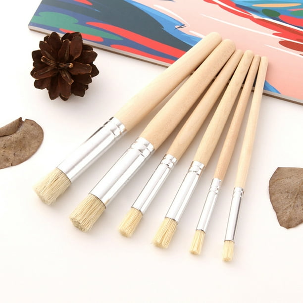 9pcs Professional Artist Paint Brushes Set Black Long Wooden Handle Nylon  Hair