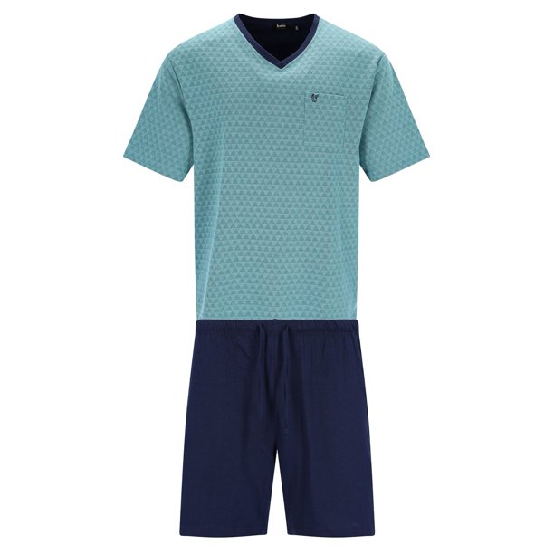 hajo Pijama corto para hombre - Klima-Light, pijama, shorty, mezcla de algodón Azul claro M (Medium)