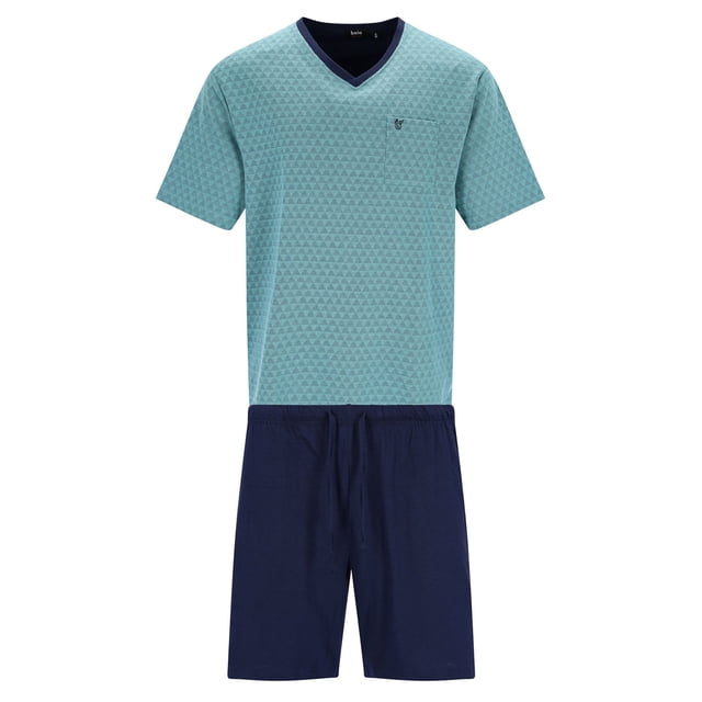 hajo Pijama corto para hombre - Klima-Light, pijama, shorty, mezcla de algodón Azul claro M (Medium)