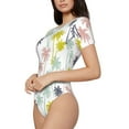 thumbnail image 2 of Daiia Hawaiian Coconut Tree print Women's Crew Neck Short Sleeve Bodysuit Fashion Tops Fit Casual Basic Extender Bodysuit-Large, 2 of 9