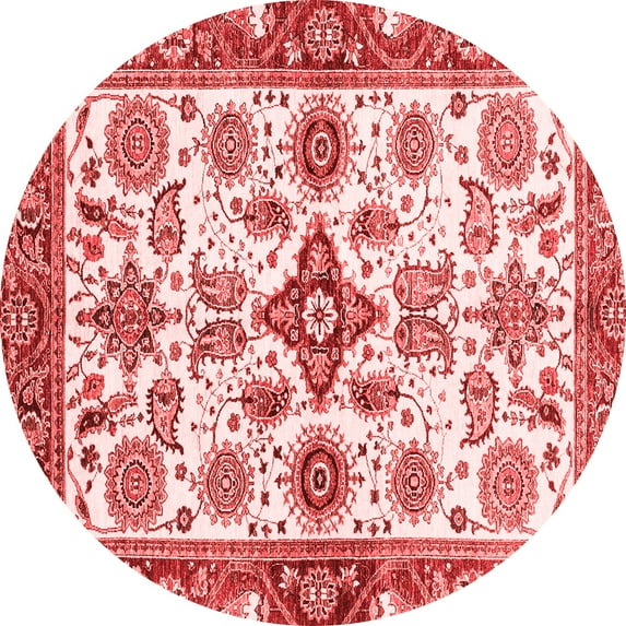 Ahgly Company Indoor Round Oriental Red Traditional Area Rugs, 8' Round