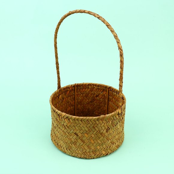Greenadscape 1Ud Cesta De Almacenaje De Paja Con Asa Para Uso Decorativo En Hogar