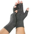 thumbnail image 1 of Grey Cotton Arthritis Compression Gloves with Open Fingertips & Textured Grip - Relieve Joint Pain, Support Daily Activities (Size S, 1 Pair), 1 of 6