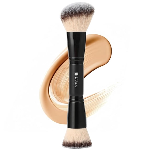 ACDANC Foundation Brush Contour Bronzer Makeup Brush Double Ended Sculpting Brush for Blending Liquid Powder Concealer Cream Cosmetics Blush Buffe Black