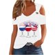thumbnail image 1 of Tops de Hombro Frío para las Mujeres Día de la Independencia Impreso Fuera Del Hombro Blusa con Cuello en V, Fuera Del Hombro de las Mujeres, 1 of 4
