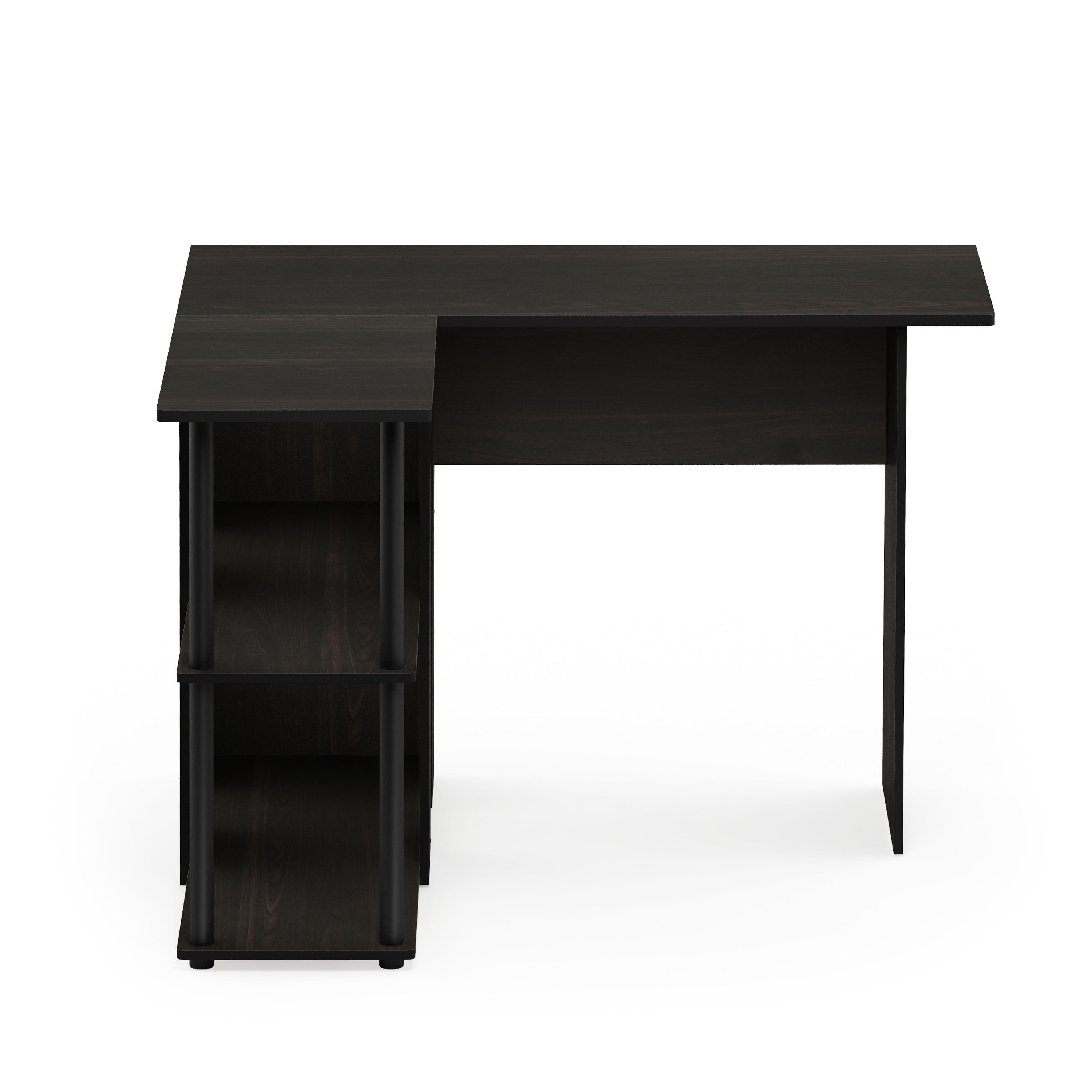 Furinno Abbott L-Shape Desk with Bookshelf, French Oak Grey/Black, 17092GYW/BK