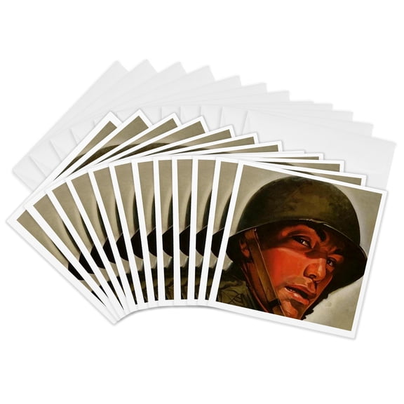 3drose, Wwii Soldier, 12 Greeting Cards with Envelopes