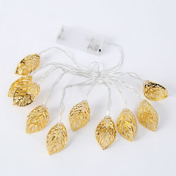 Luoshdecor 10 LED Leaf String Lights, Gold Indoor Outdoor Leaves String Lights for Patio Garden, Christmas Festivals